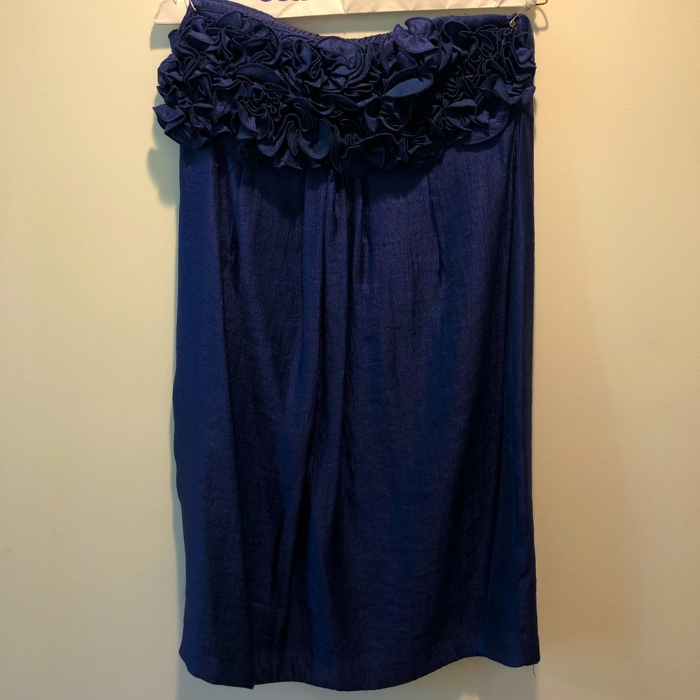 Blue strapless dress
